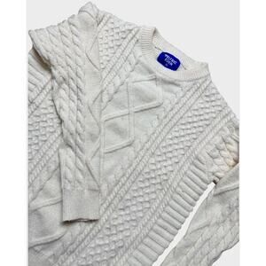 Aelfric Eden Men's Chunky-Knit Fisherman Sweater Ivory  Size XL